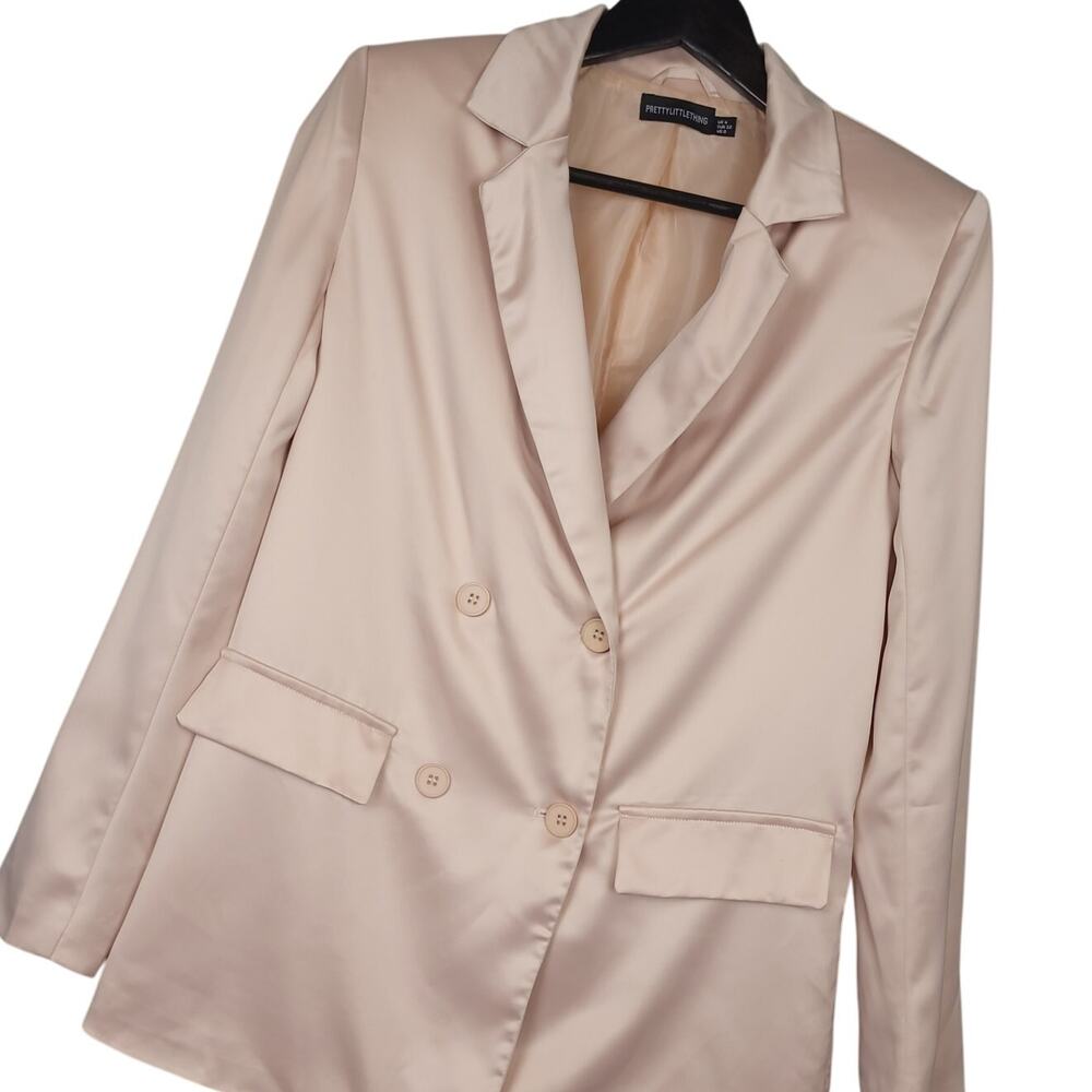 Pretty Little Thing Women's Blazer Jacket Coat Sz 0 Satin Polyester Light Pink